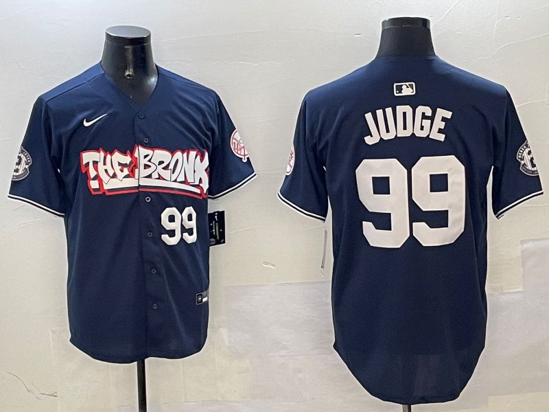 Men New York Yankees #99 Judge Drak Blue four generations Joint Name 2025 Nike MLB Jersey style 4->new york yankees->MLB Jersey
